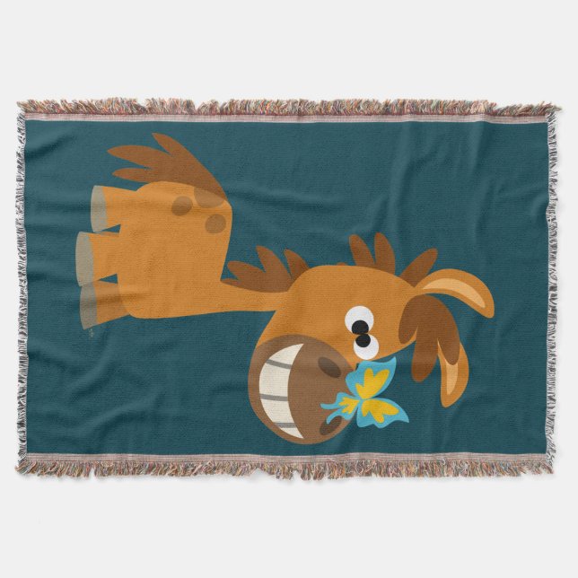 Cute Cartoon Butterfly Pony Throw Blanket (Front)