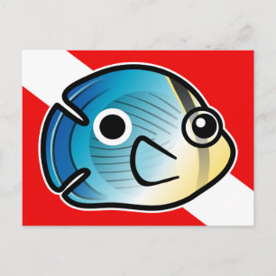 Cute Cartoon Butterflyfish Dive Flag Postcard