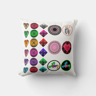 Cute cartoon buttons bright colourful white backgr cushion