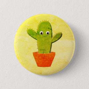 Cute Cartoon Cactus Painting 6 Cm Round Badge