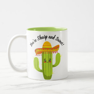 Cute Cartoon Cactus You’re Sharp and Sweet Two-Tone Coffee Mug