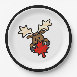 Cute Cartoon Canadian Moose Paper Plate