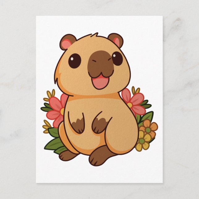 Cute Cartoon Capybara Drawing  Postcard (Front)