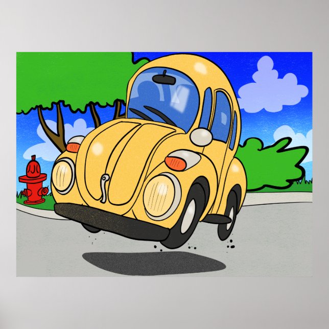 Cute Cartoon Car Poster (Front)
