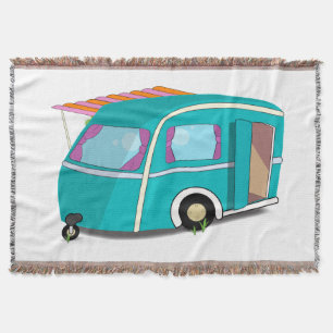 Cute Cartoon Caravan Throw Blanket