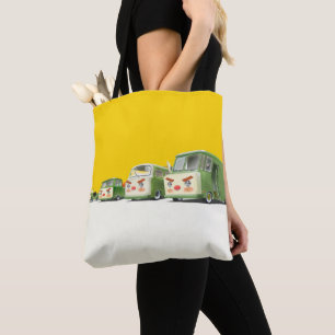 Cute Cartoon Cars Lineup Tote Bag
