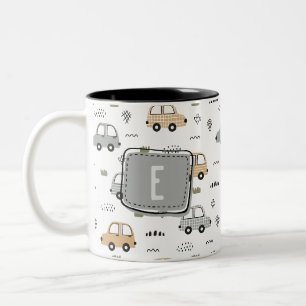 Cute Cartoon Cars Personalised Monogram Kids Mug
