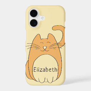 Cute Cartoon Cat Add Name Beige