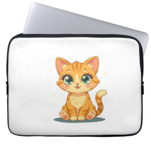**Cute Cartoon Cat – Adorable Kitty Illustration** Laptop Sleeve