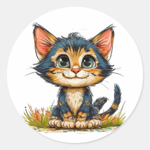 Cute cartoon Cat Classic Round Sticker