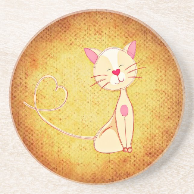 Cute Cartoon Cat Coaster (Front)