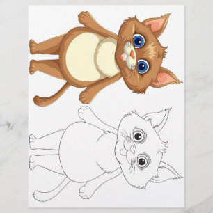 Cute cartoon cat colouring page