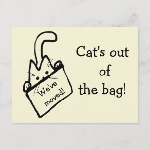 Cute Cartoon Cat Drawing Moving Announcement Postcard