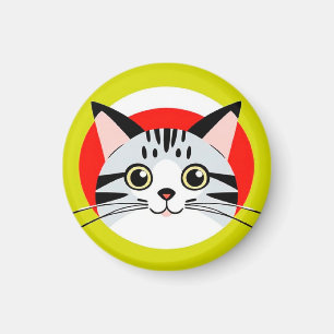 Cute Cartoon Cat Face With Bold Graphic Design Magnet