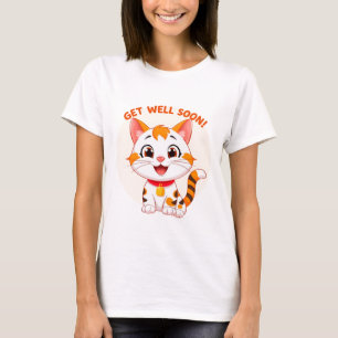 Cute Cartoon Cat Get Well Soon Recovery Wish 🐱 T-Shirt