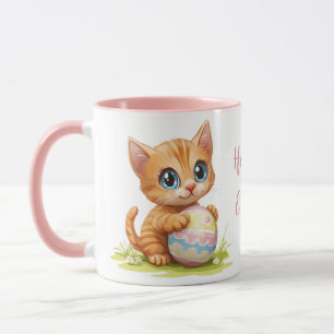 Cute Cartoon Cat Hugging Easter Egg Mug