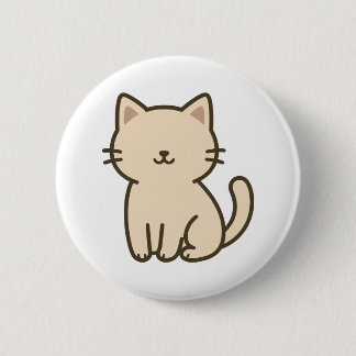 Cute Cartoon Cat Illustration – Minimal Beige Kitt 6 Cm Round Badge