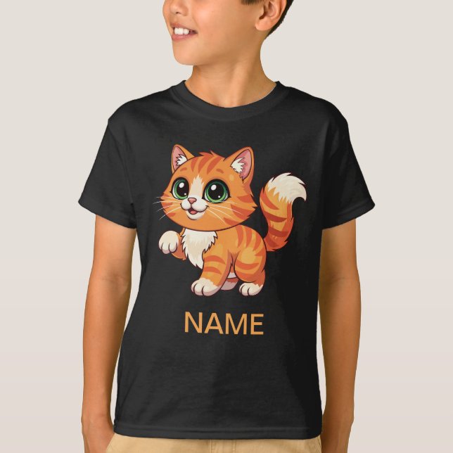 Cute Cartoon Cat Kids' T-Shirt (Front)