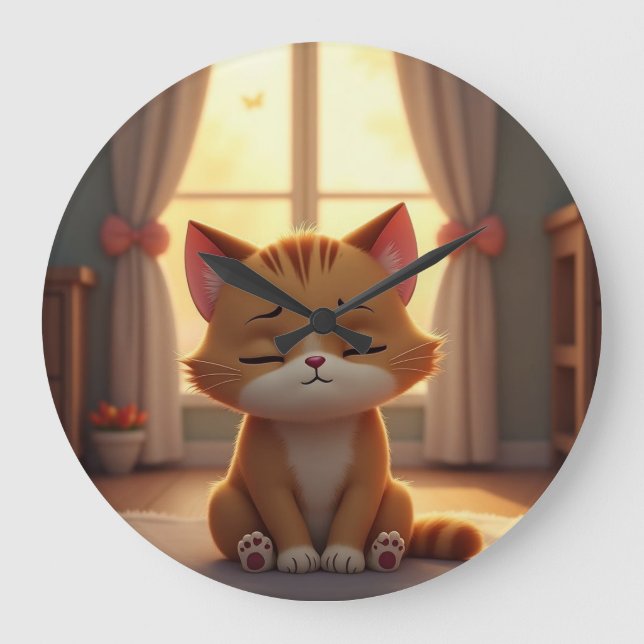 Cute cartoon cat large clock (Front)