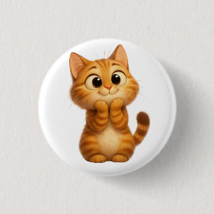 Cute Cartoon Cat, Orange Tabby Cat 3 Cm Round Badge