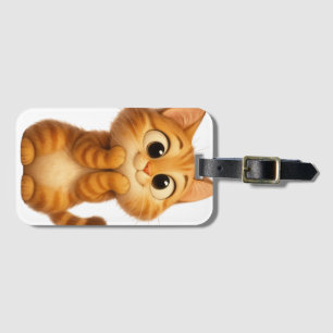 Cute Cartoon Cat, Orange Tabby Cat Luggage Tag