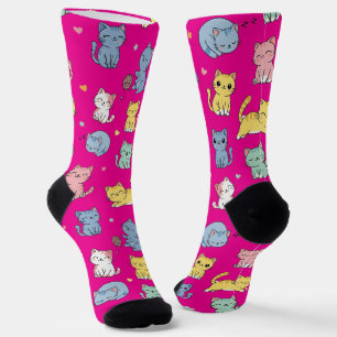 Cute Cartoon Cat Pattern Crew Socks