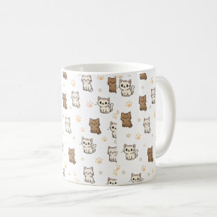 Cute Cartoon Cat Pattern Mug Kawaii Kitty Coffee
