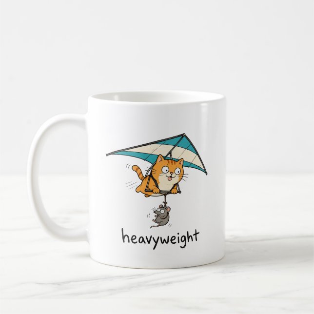Cute Cartoon Cat Pun Design Coffee Mug (Left)