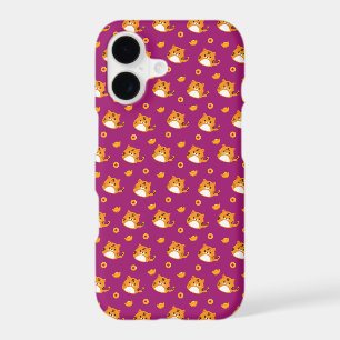 Cute Cartoon Cat Seamless Pattern Kawaii Orange