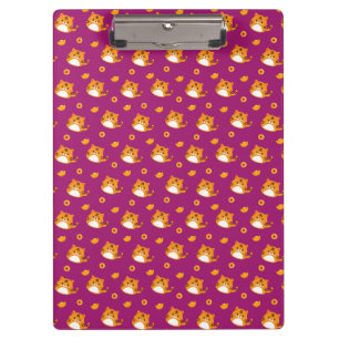 Cute Cartoon Cat Seamless Pattern   Kawaii Orange  Clipboard