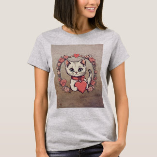Cute Cartoon Cat Vintage Valentine’s Day T-Shirt