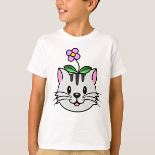 Cute Cartoon Cat with a Flower on Its Head T-Shirt
