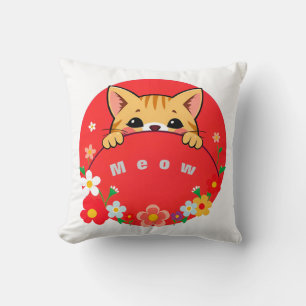 Cute Cartoon Cat with Bright Colours Cushion