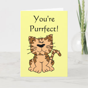 Cute Cartoon Cat - You're Purrfect - Valentine Holiday Card