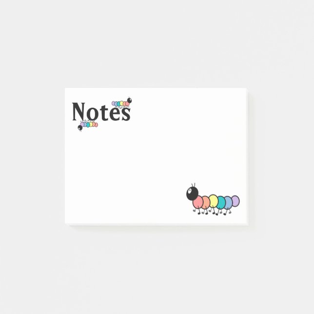 Cute Cartoon Caterpillars Post-it Notes (Front)