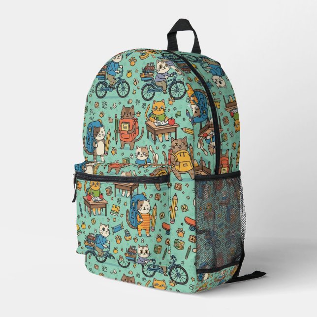 Cute Cartoon Cats Back to School Backpack (Back Corner Right)