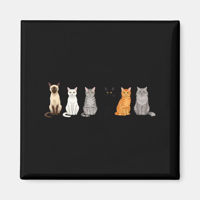Cute Cartoon Cats For Cat Lovers Funny Cat Breed  Magnet (Front)