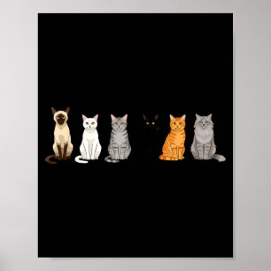 Cute Cartoon Cats For Cat Lovers Funny Cat Breed  Poster