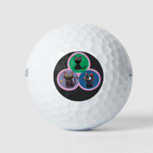 Cute Cartoon Cats Illustration Golf Balls