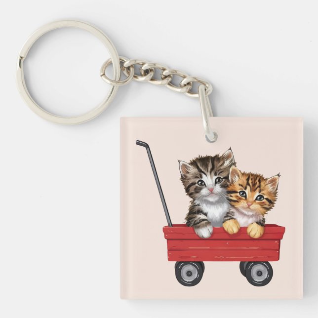 Cute Cartoon Cats Key Ring (Front)