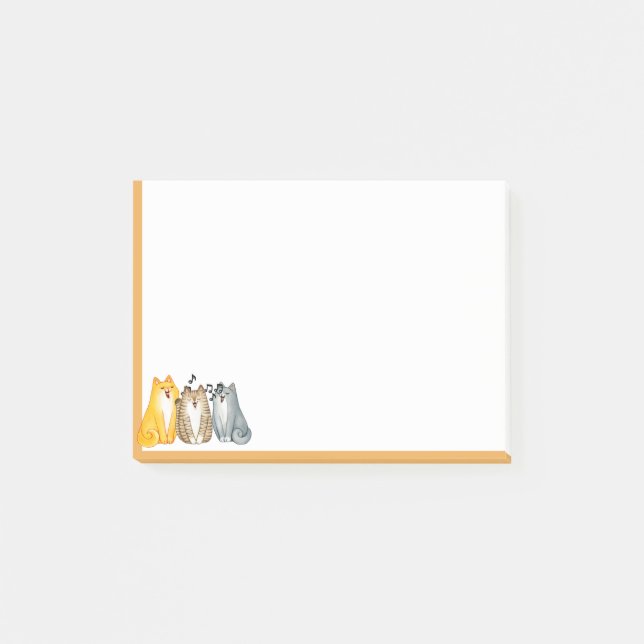 Cute Cartoon Cats Music Singing  Animal art  Post-it Notes (Front)