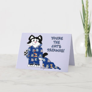 Cute Cartoon Cats Pyjamas Greeting Card