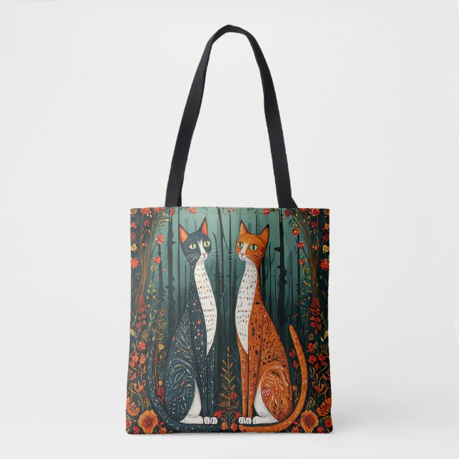 Cute cartoon cats tote bag (Front)