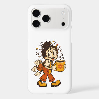 Cute Cartoon Character Coffee & Work iPhone Case