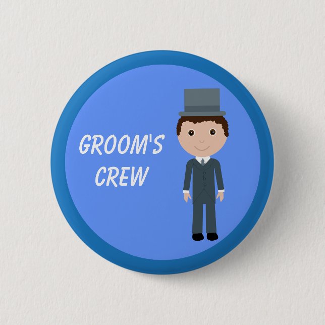 Cute Cartoon Character Groom's Crew Bachelor Party 6 Cm Round Badge (Front)
