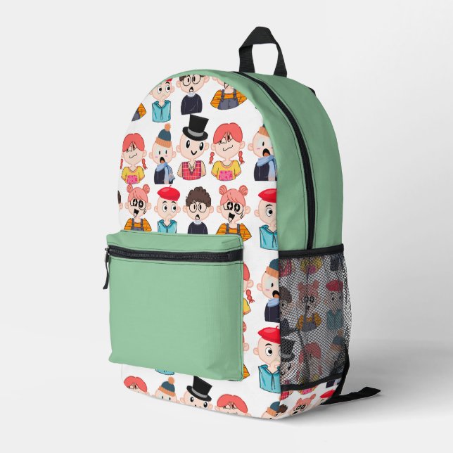 Cute Cartoon Characters Backpack (Back Corner Right)