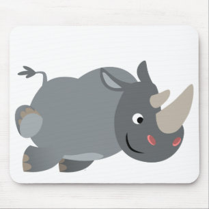 Cute Cartoon Charging Rhino Mousepad