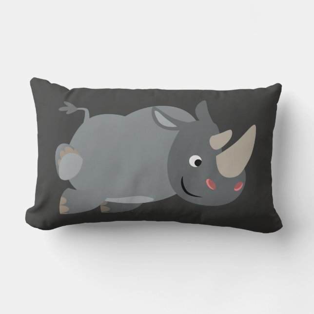 Cute Cartoon Charging Rhino Pillow (Front)