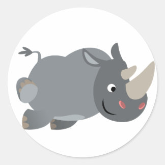 Cute Cartoon Charging Rhino Sticker