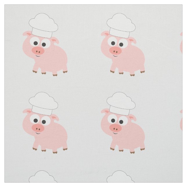 Cute Cartoon Chef Wearing a Chef Hat Fabric (Swatch)